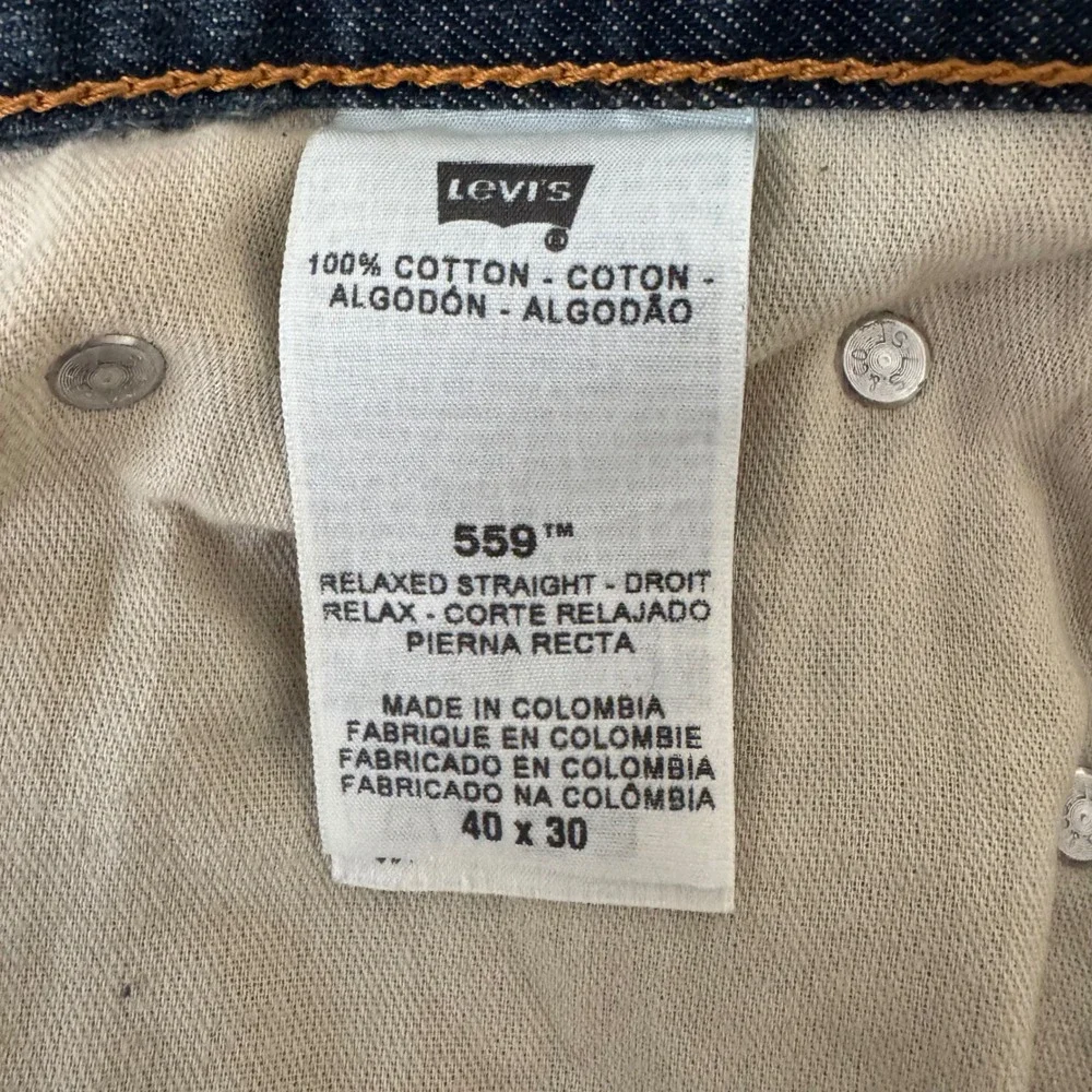 Levi's 559 40x30 Blue Medium Wash Relaxed Fit Straight Leg Men's Denim Jeans